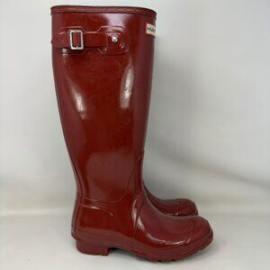 Hunter Original Shiny Tall Rain Boots Red Women’s Size 6